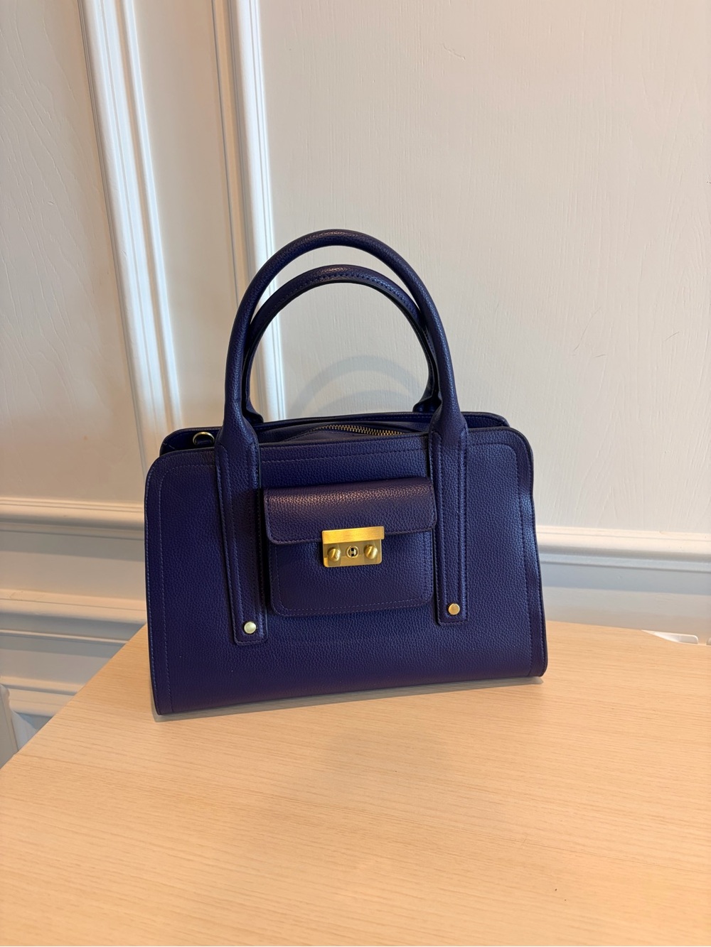 3.1 Phillip Lim for Target Deep Purple Top-Handle Satchel with Gold Hardware